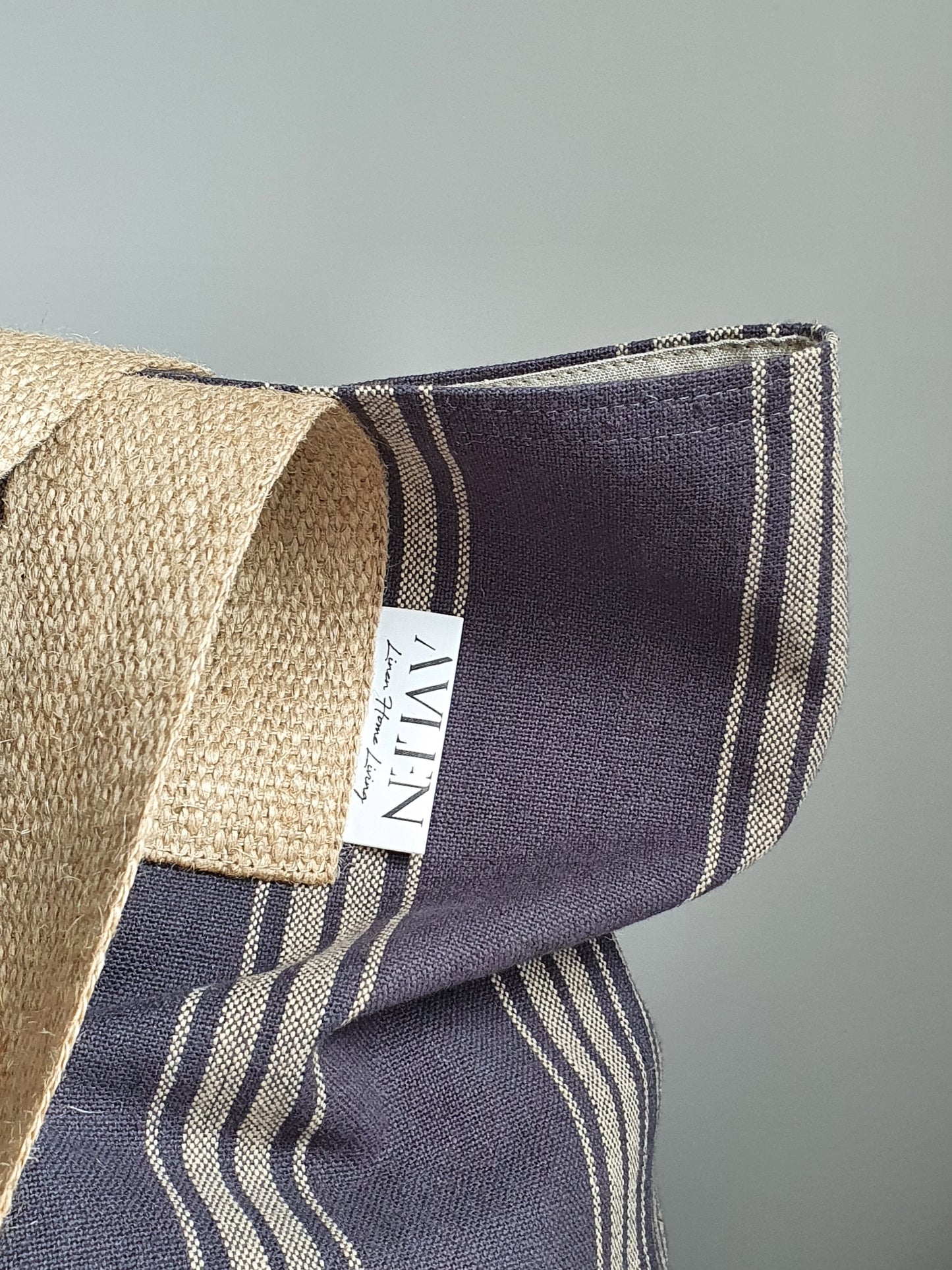 Slate Stripe Linen Shopper Bag - AVLEN