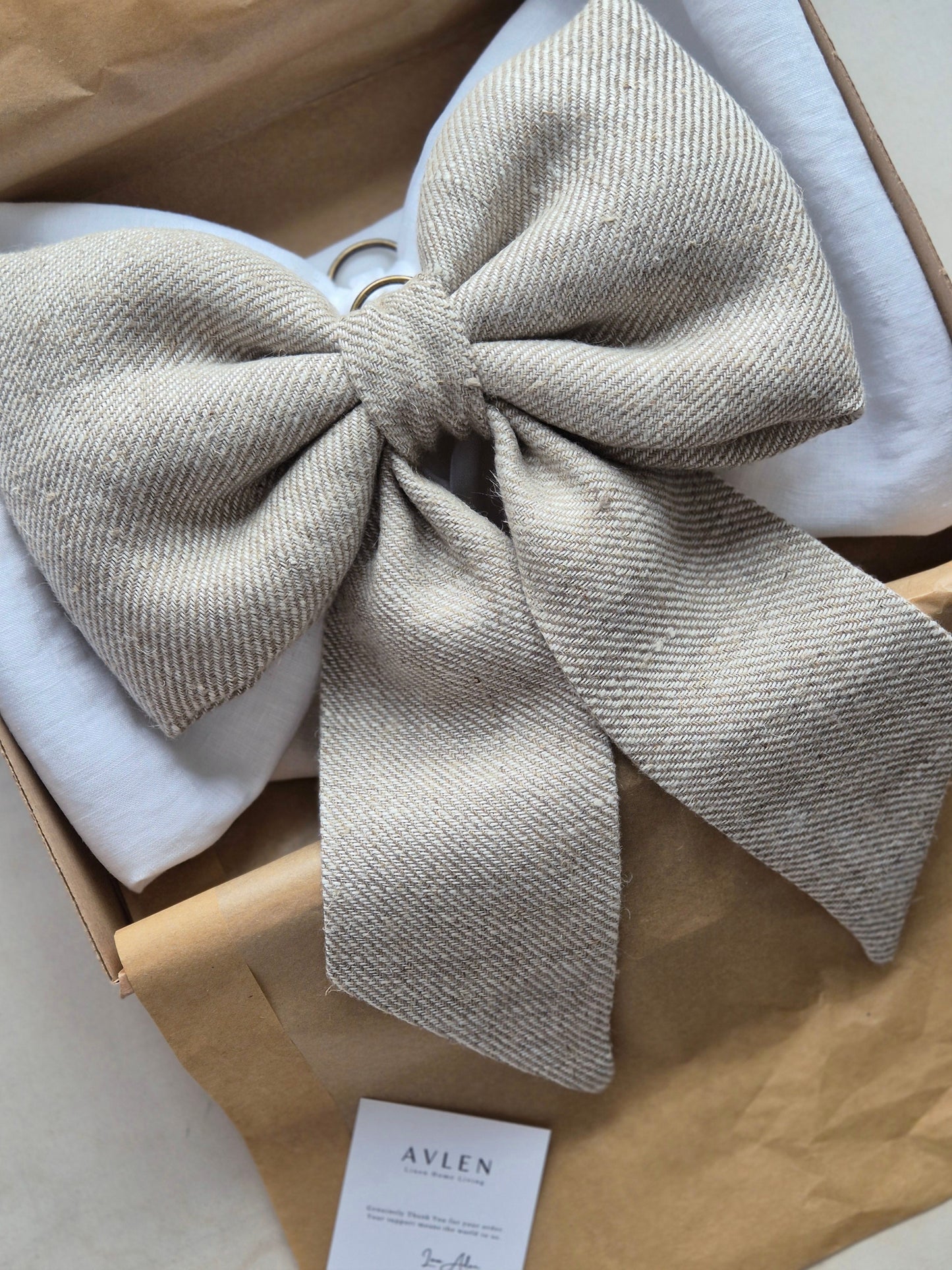 Mini Linen Bow | Astrid Oatmeal