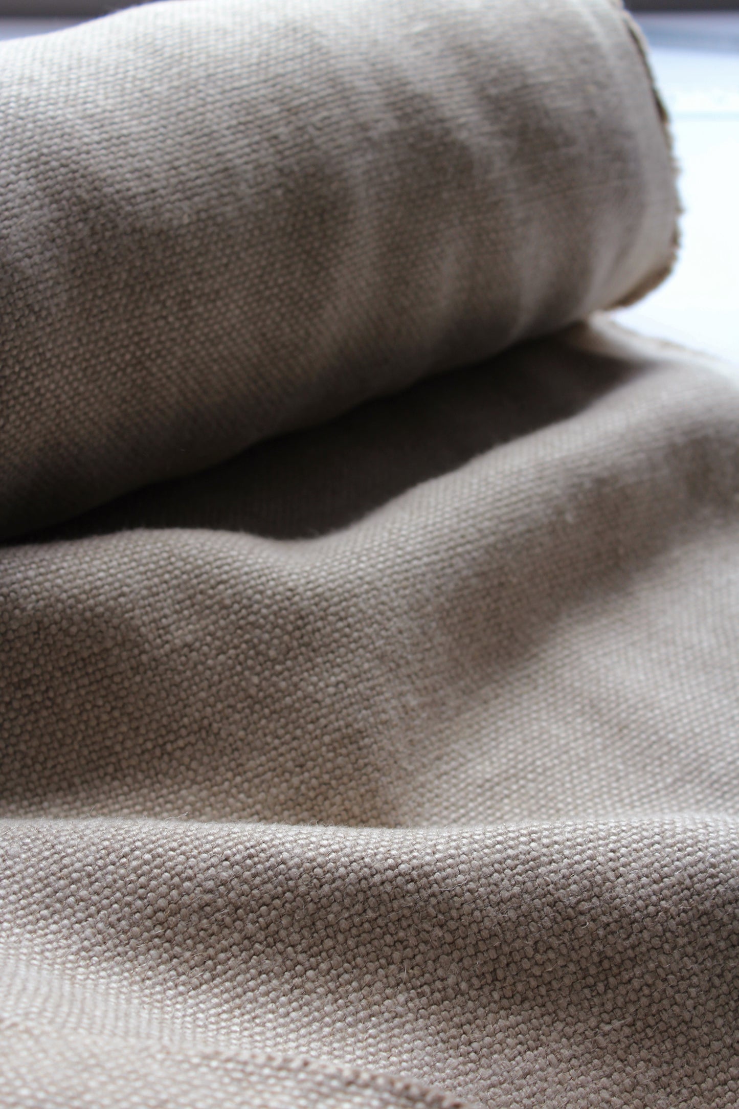 pure natural flax linen sand beige heavily woven texture heavy weight fabric