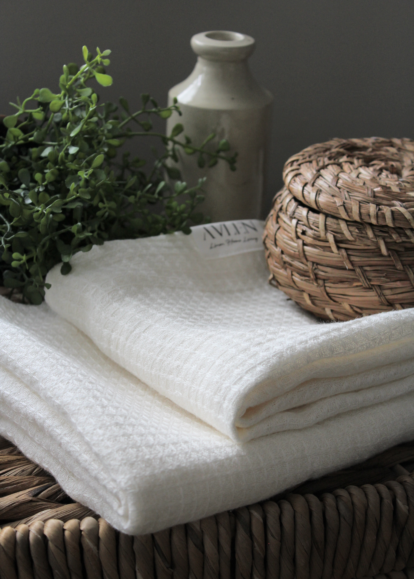 NEW | Waffle Ecru Linen Towel Set - AVLEN