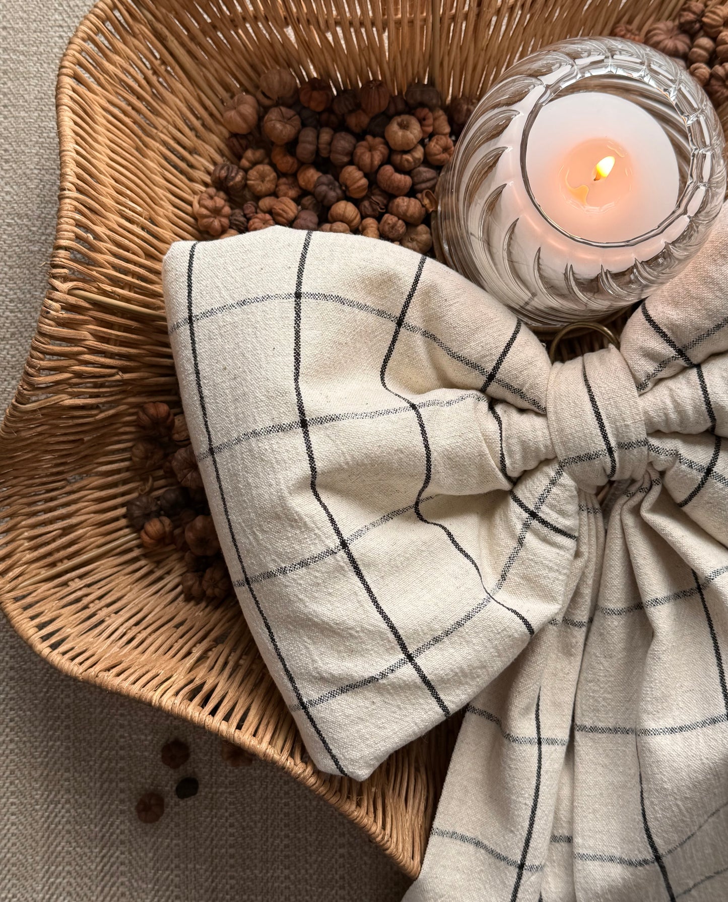 Oversized Linen Bow | Check