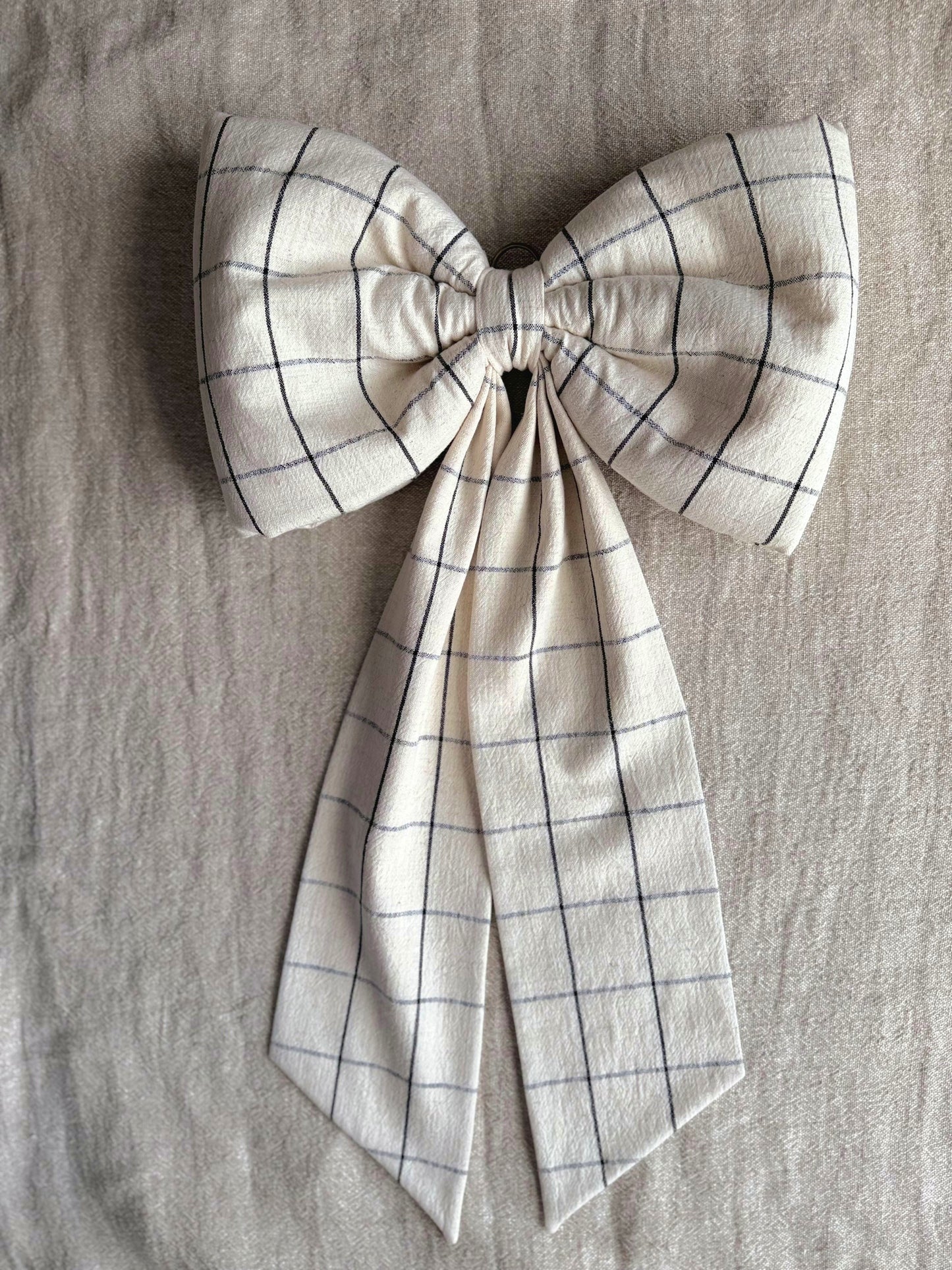 Oversized Linen Bow | Check