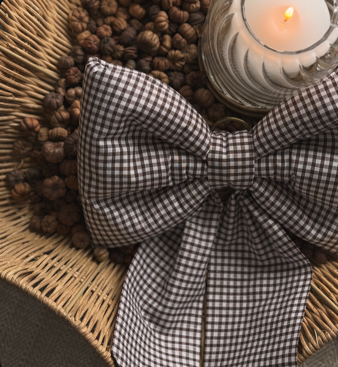 Mini Gingham Bow | Brown