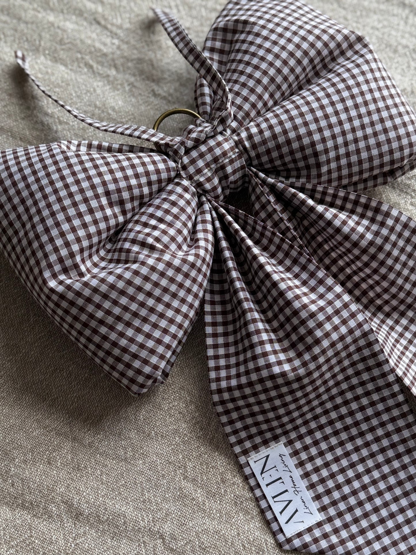 Mini Gingham Bow | Brown