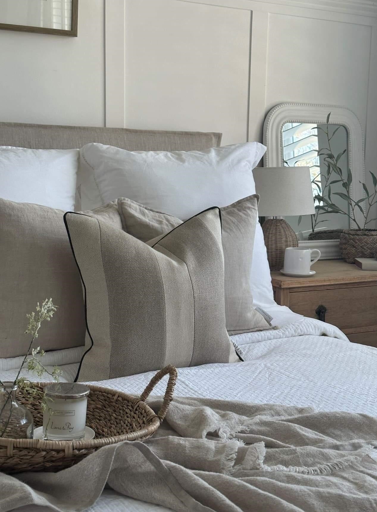 linen striped cushion cover