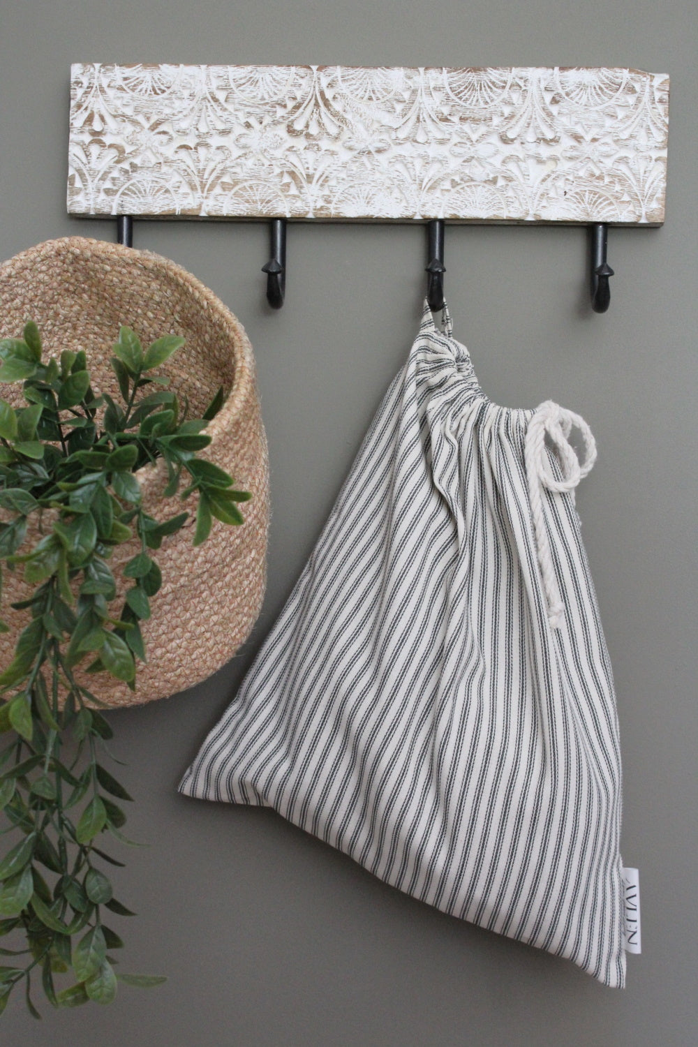 Drawstring Storage Bag | Ticking Stripe