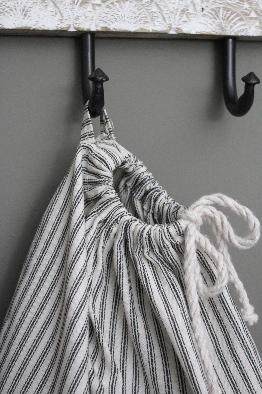 Drawstring Storage Bag | Ticking Stripe