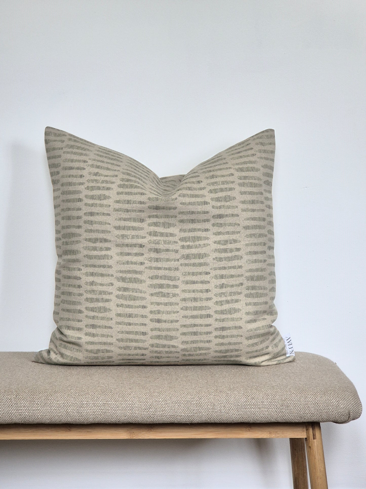 green and brown pattern linen cushion cover