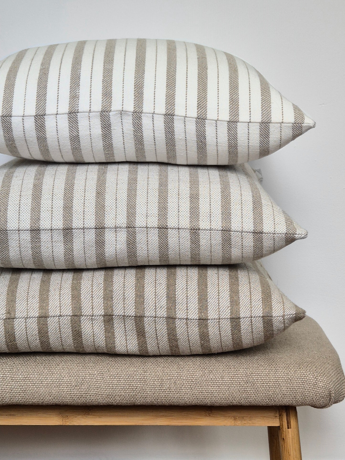 set of striped linen scatter cushions