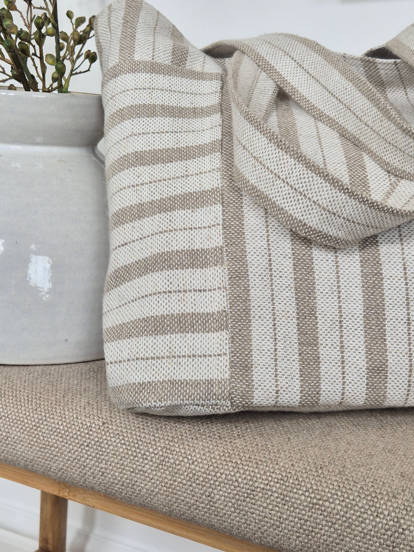 Freya Oatmeal Linen Shoulder Bag
