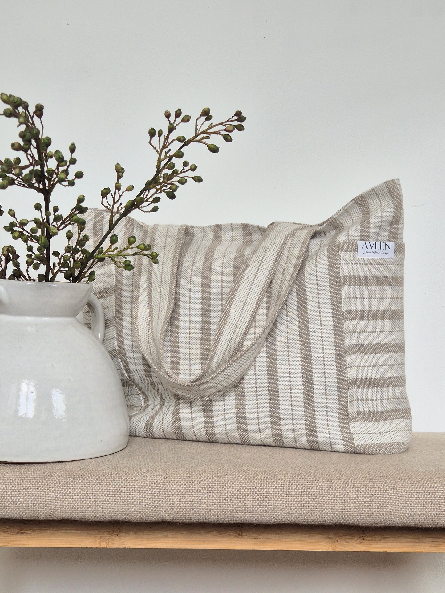 Freya Oatmeal Linen Shoulder Bag