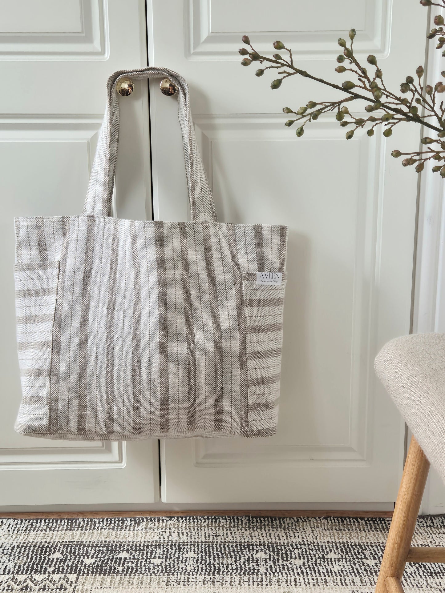 Freya Oatmeal Linen Shoulder Bag