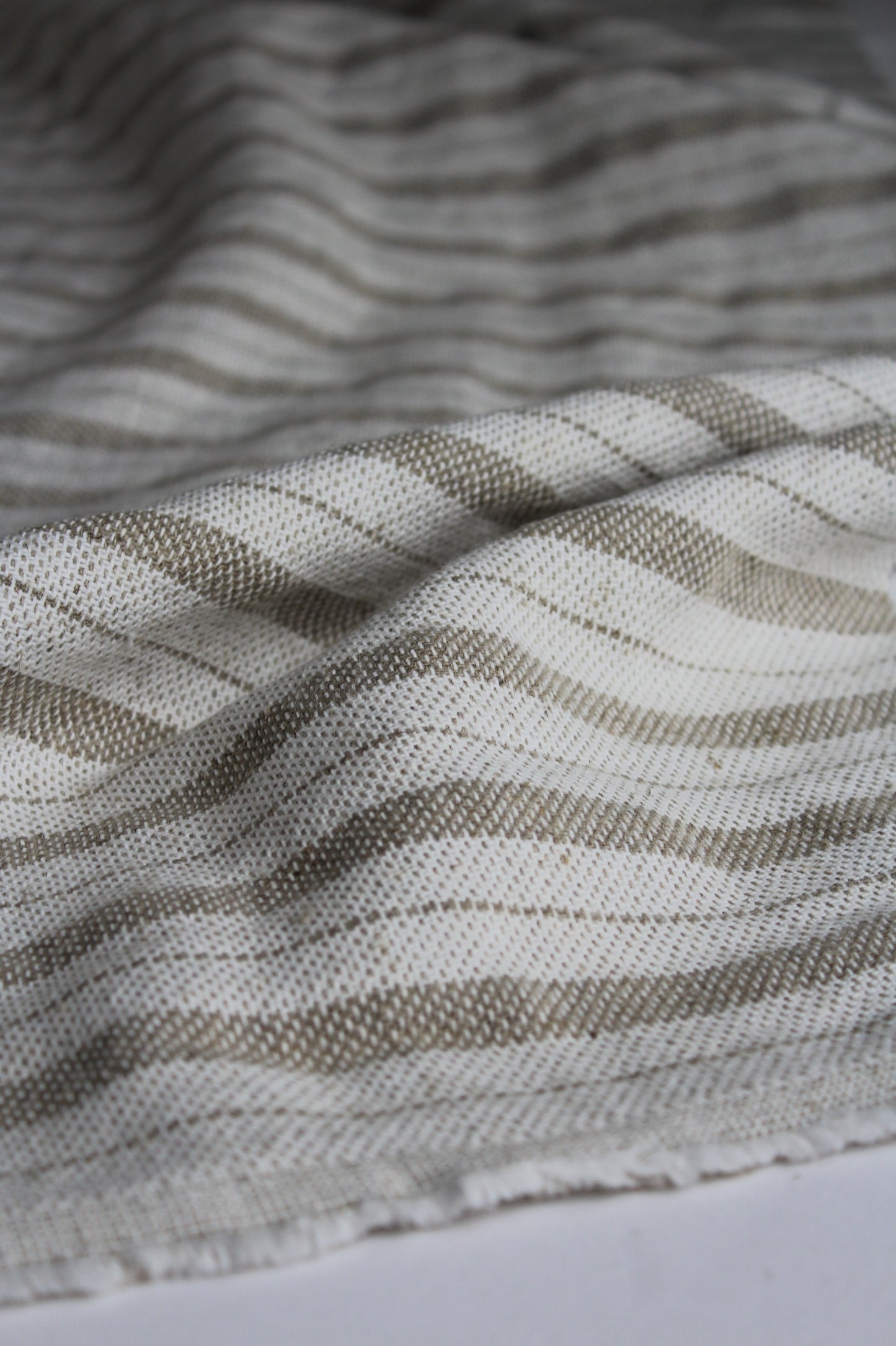 pure natural flax linen sand beige and oatmeal, natural rustic stripe texture, medium weight fabric