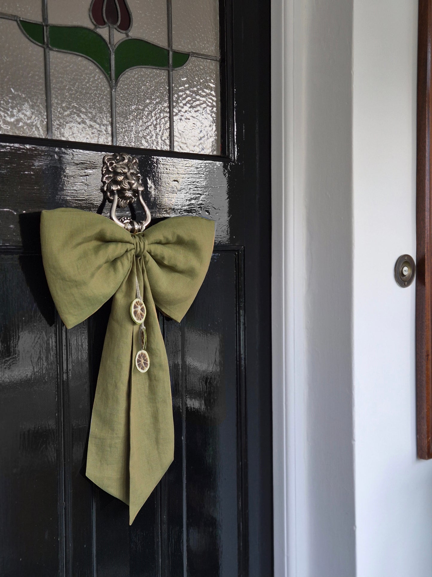 Oversized Linen Bow | Gold Moss