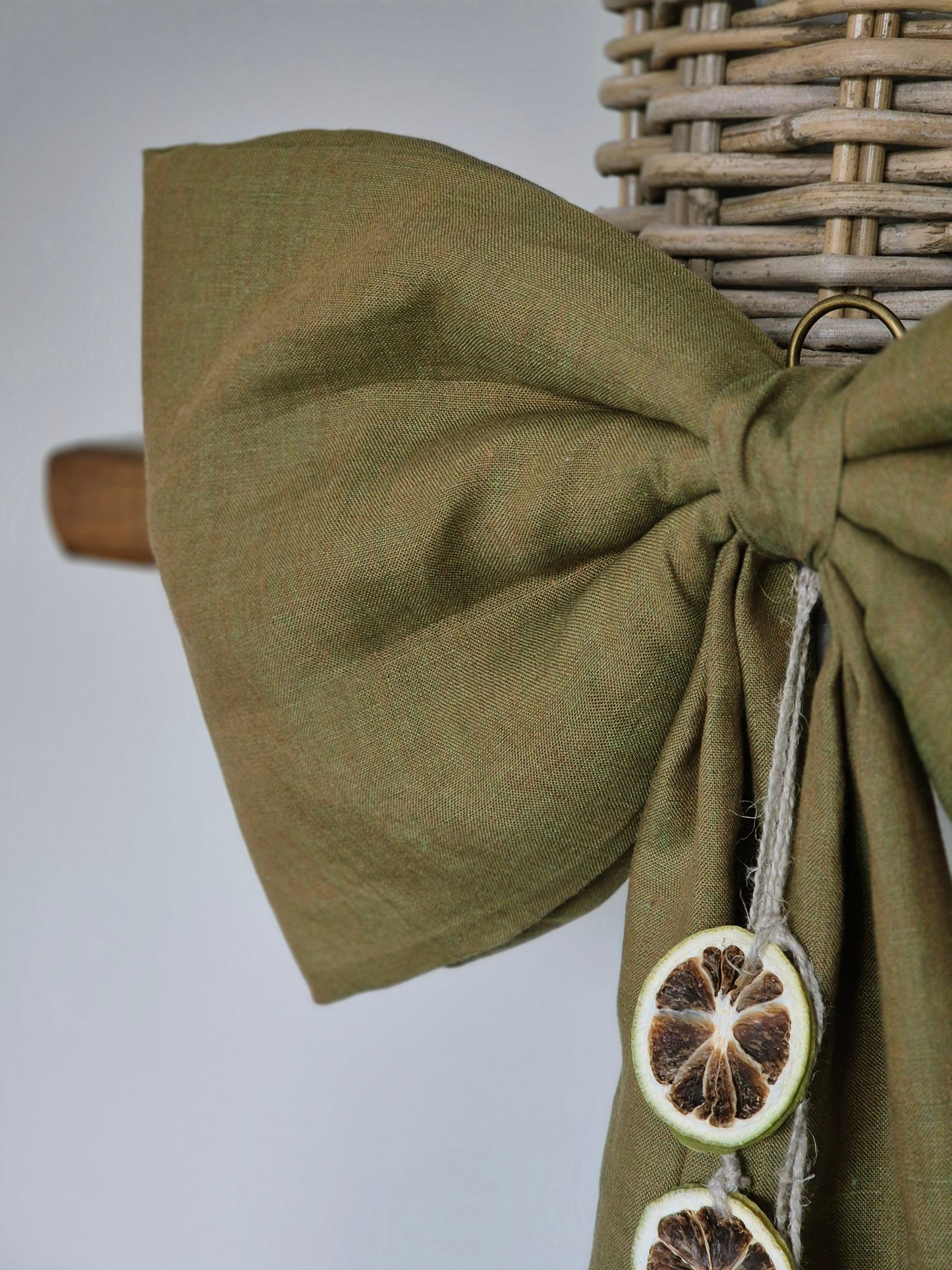 Oversized Linen Bow | Gold Moss