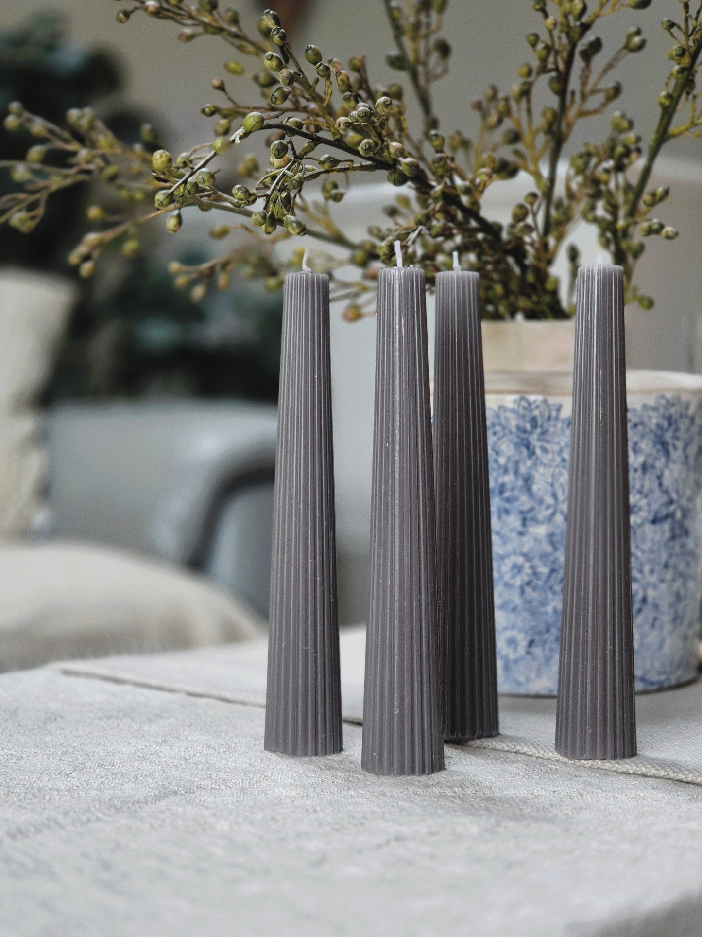 charcoal grey taper candles