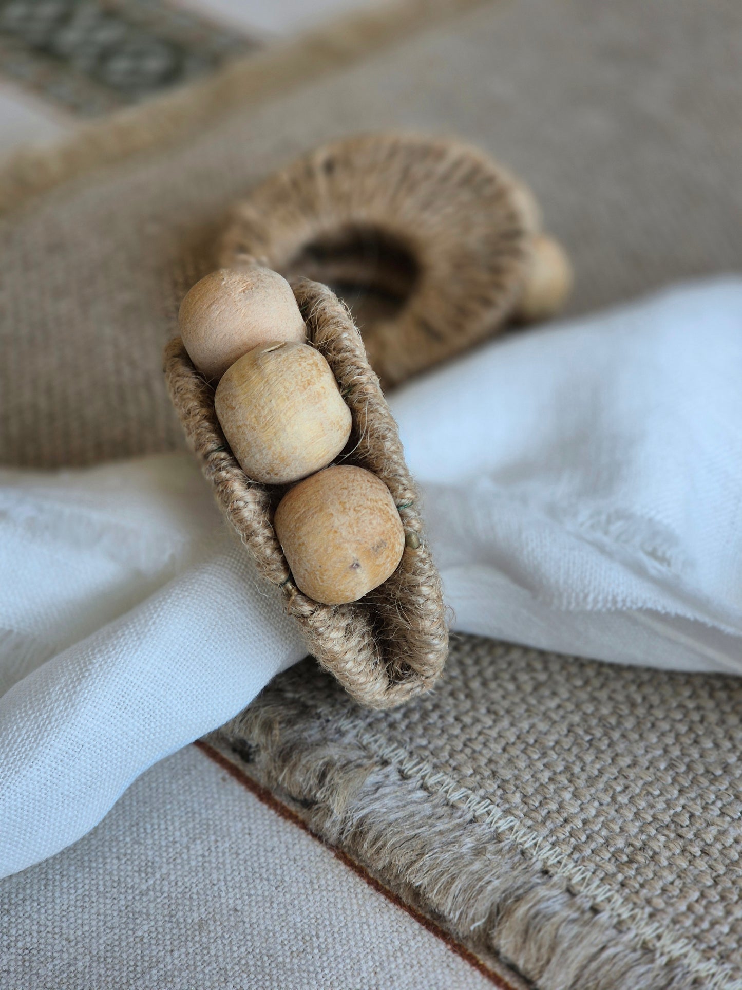 Wooden Bead Napkin Rings | Set of 2