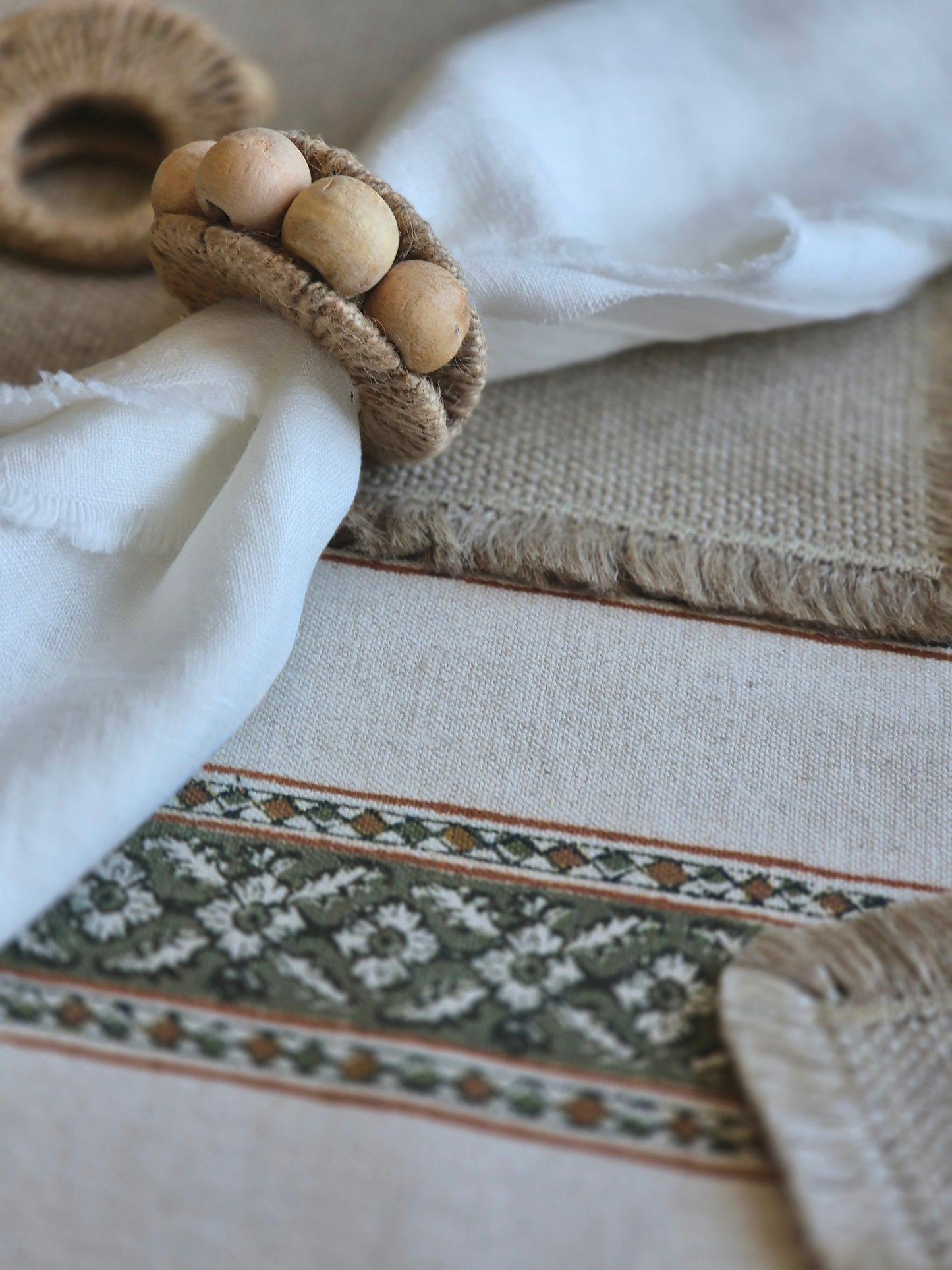 Wooden Bead Napkin Rings | Set of 2