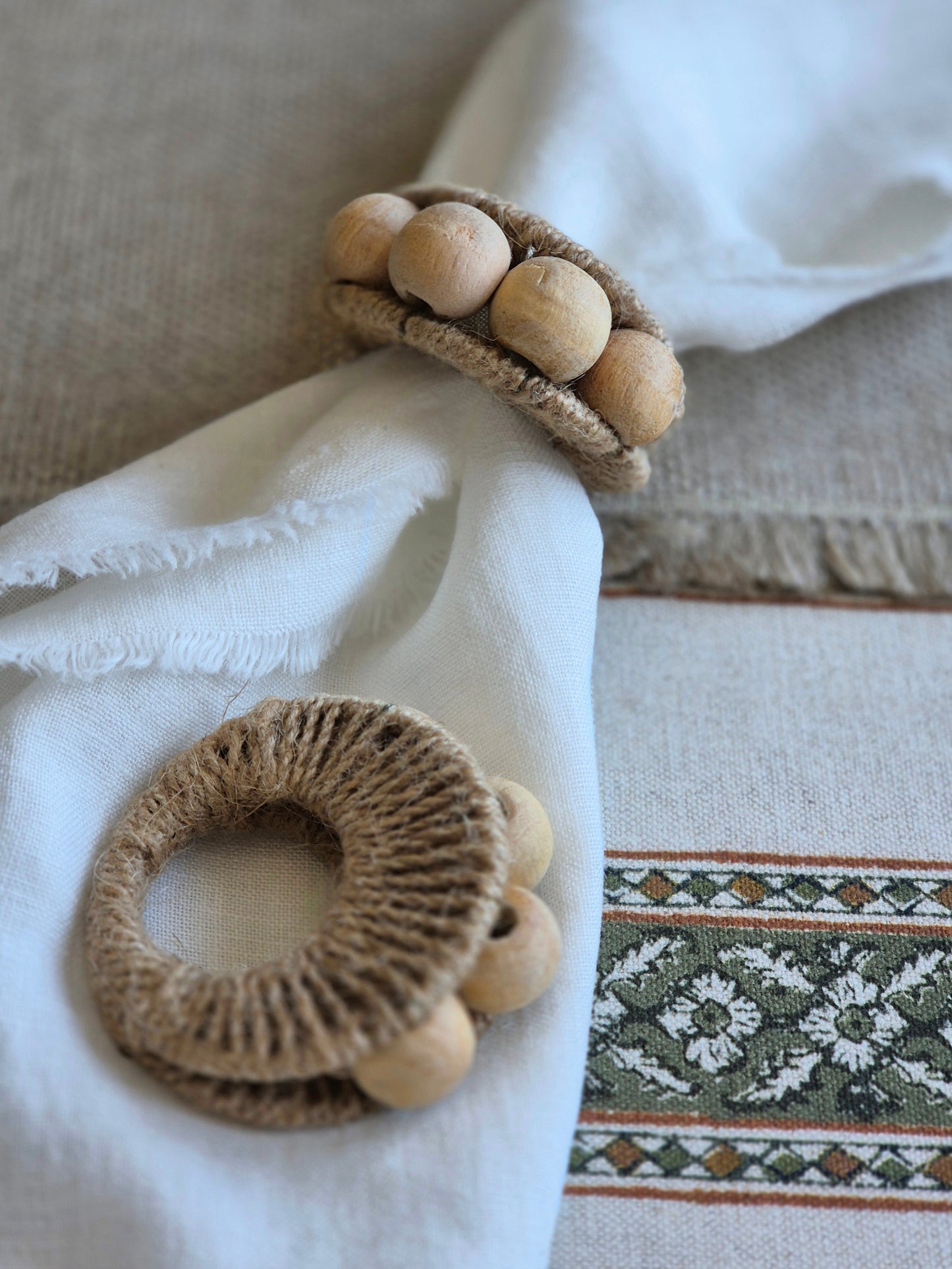 Wooden Bead Napkin Rings | Set of 2