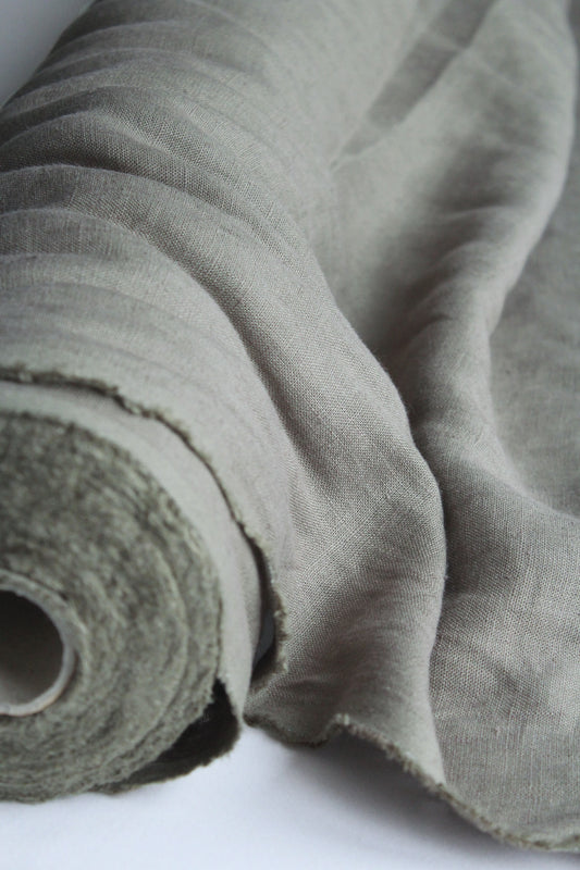 Siena Mint Grey Linen Fabric - AVLEN