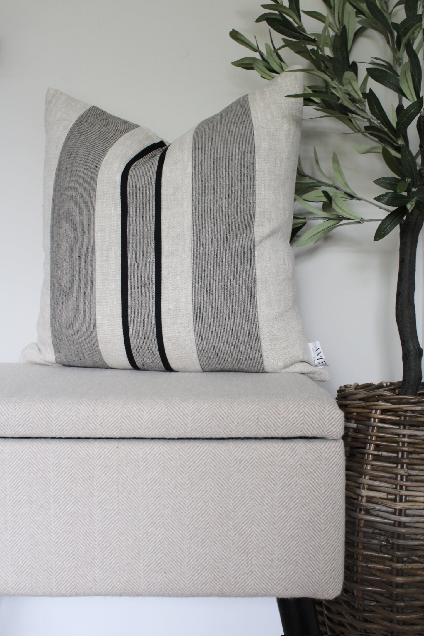 Harris Stripe Linen Cushion Cover - AVLEN
