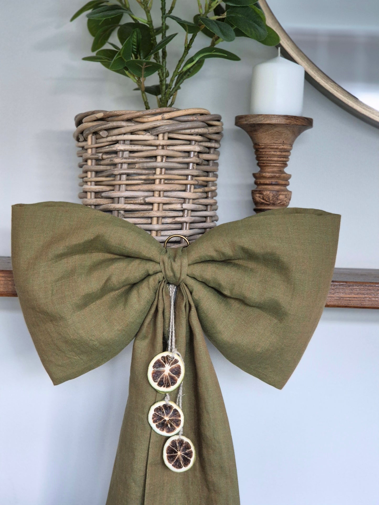 Oversized Linen Bow | Gold Moss