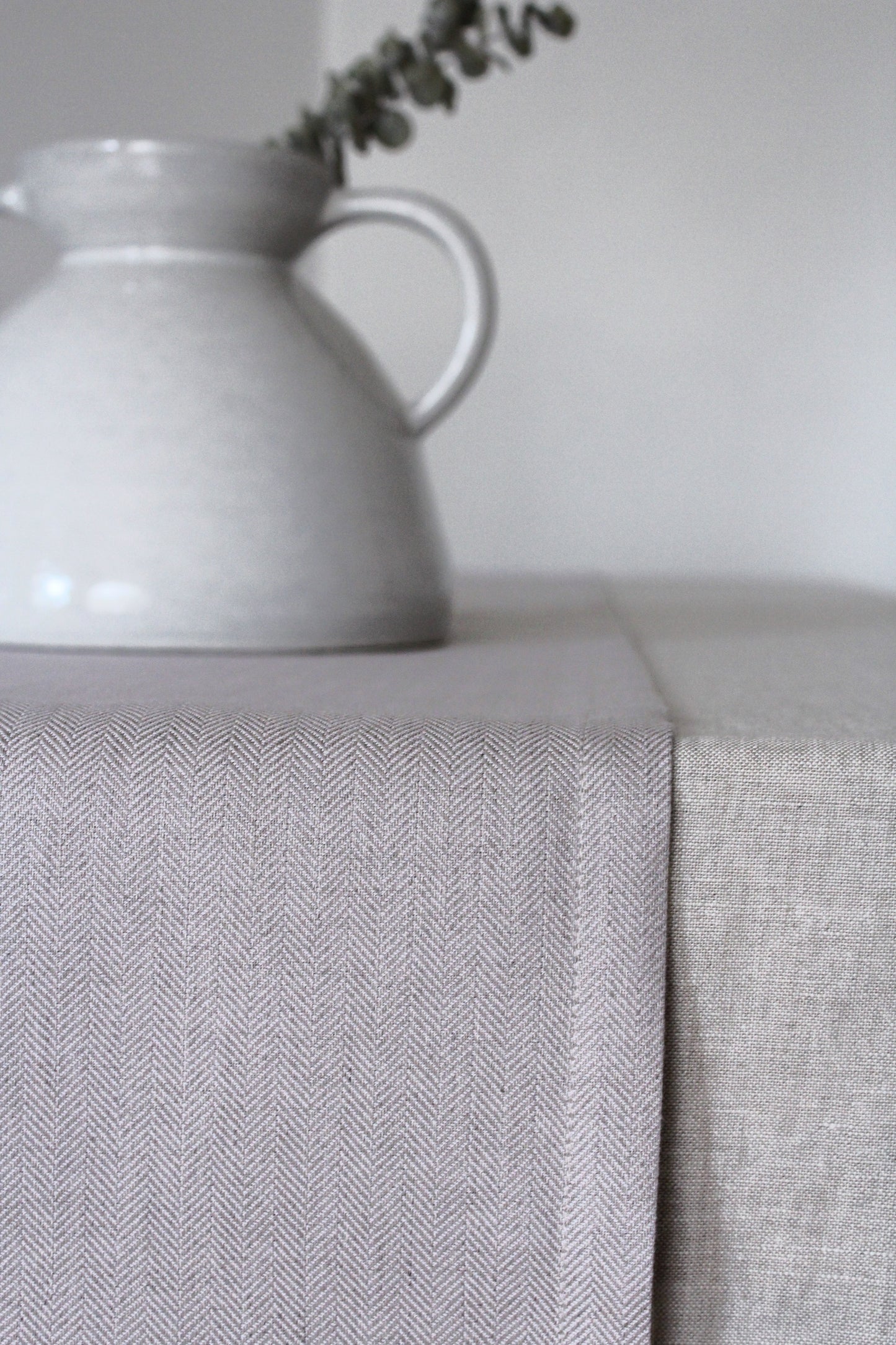 Linen Herringbone Table Runner | Grey Mist - AVLEN