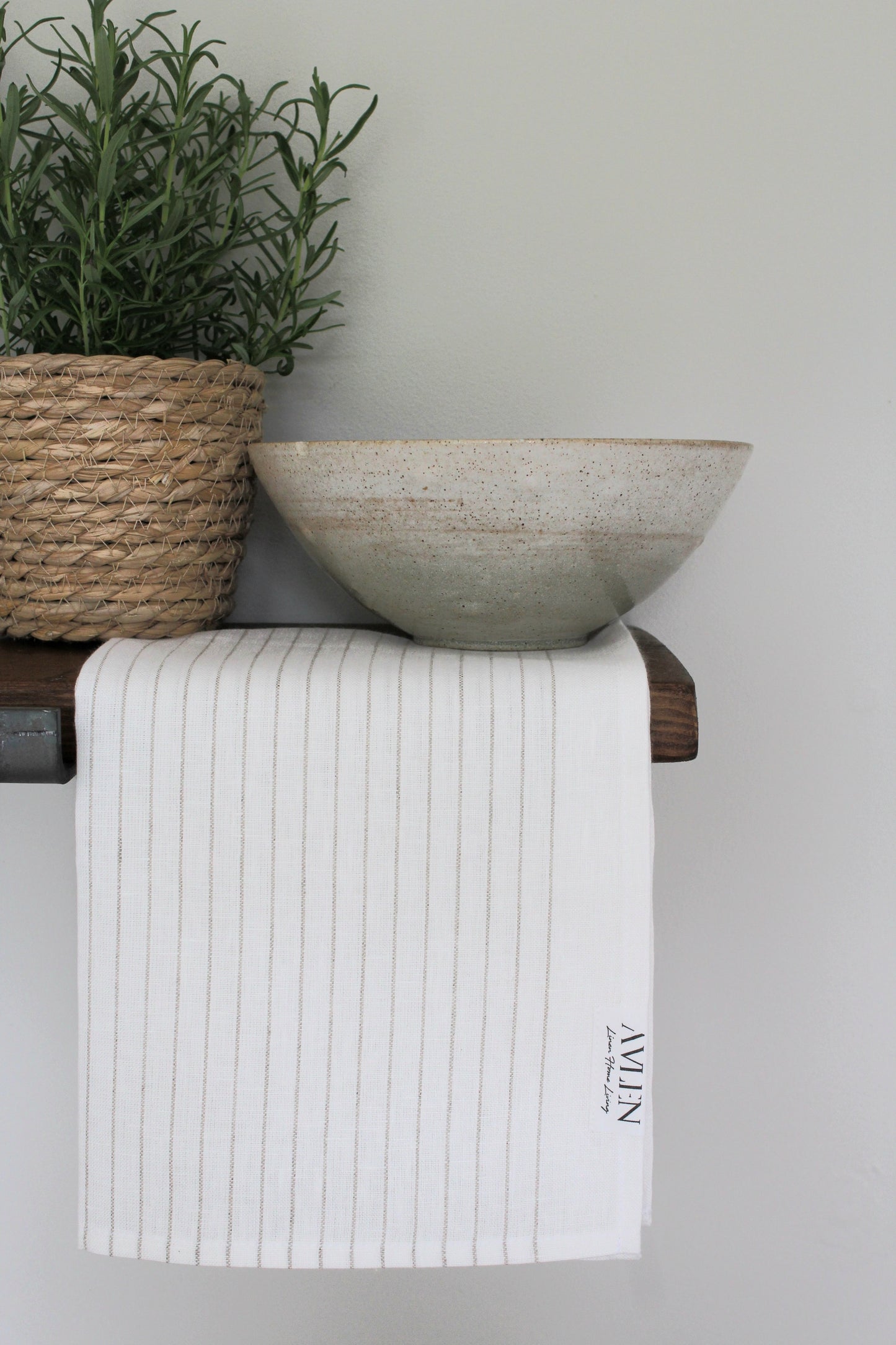 Linen Tea Towel | Pinstripe Sand - AVLEN