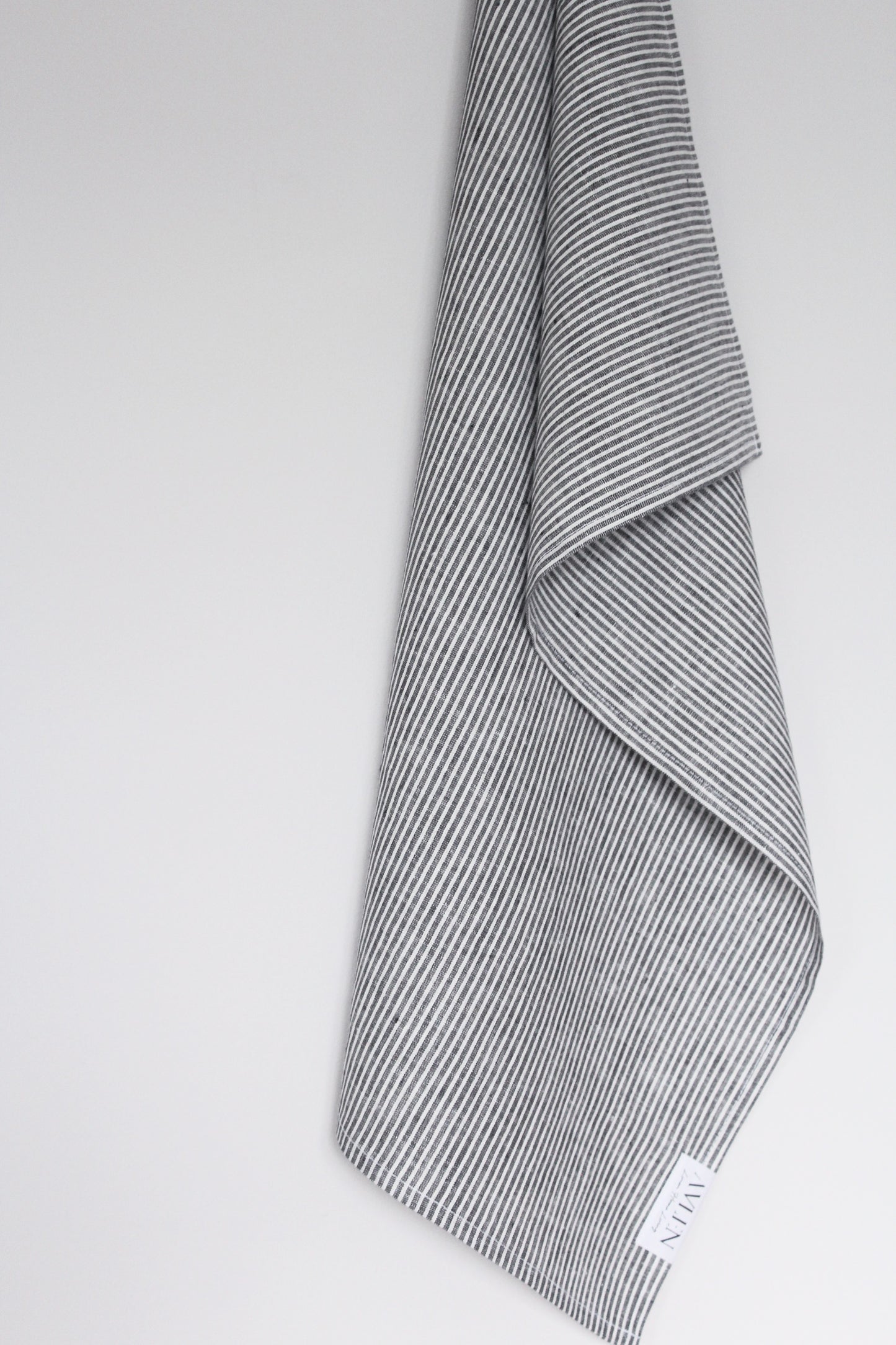 Linen Tea Towel | Wide Grey Stripe - AVLEN