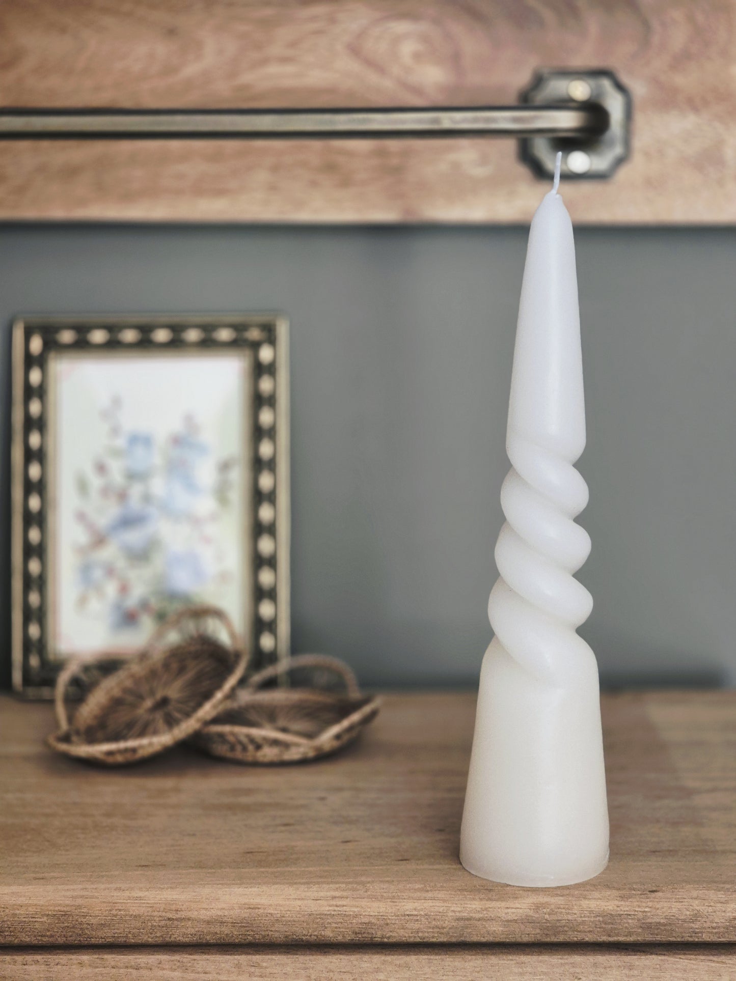 twisted taper candle white