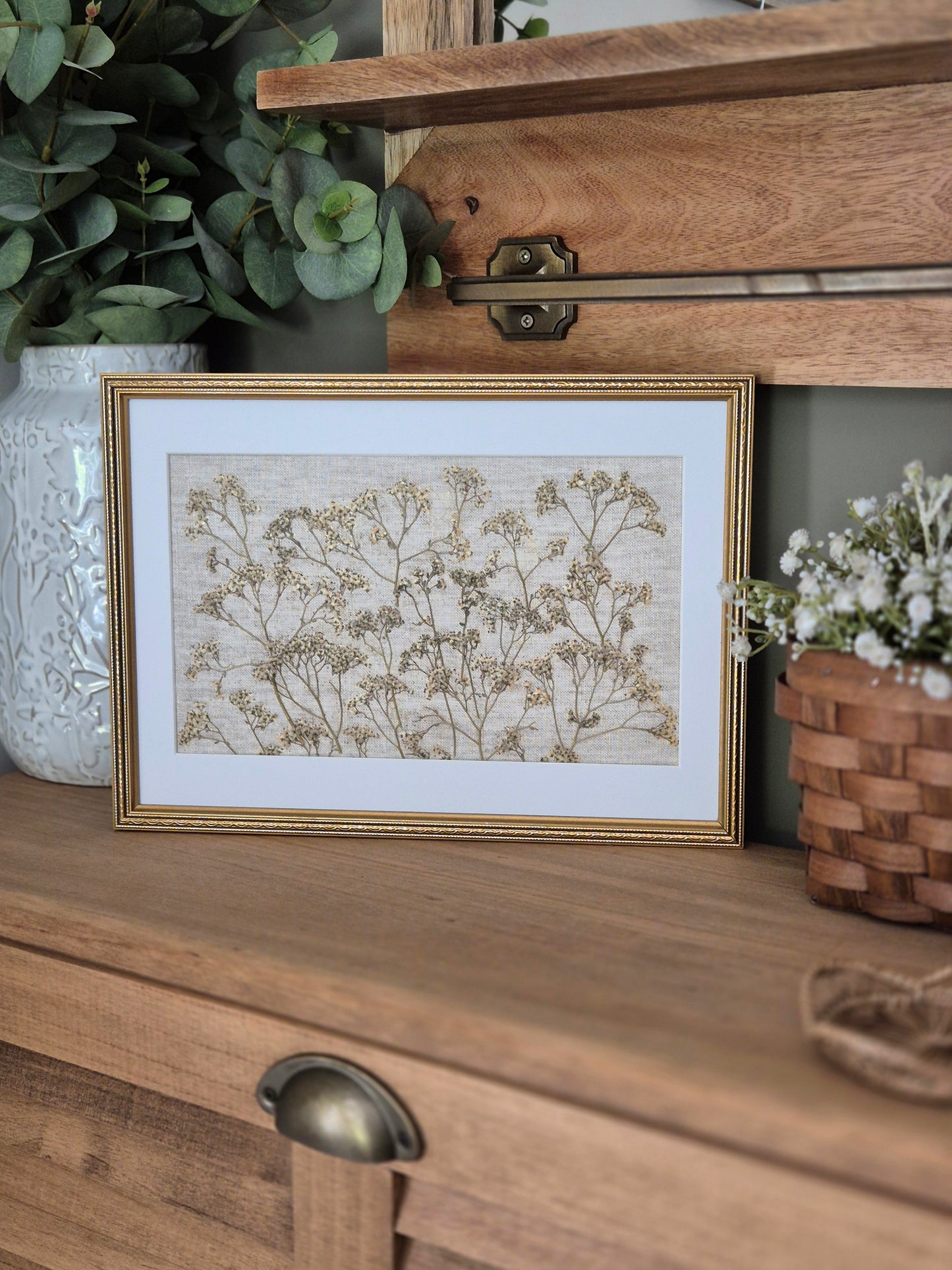 vintage framed floral art work