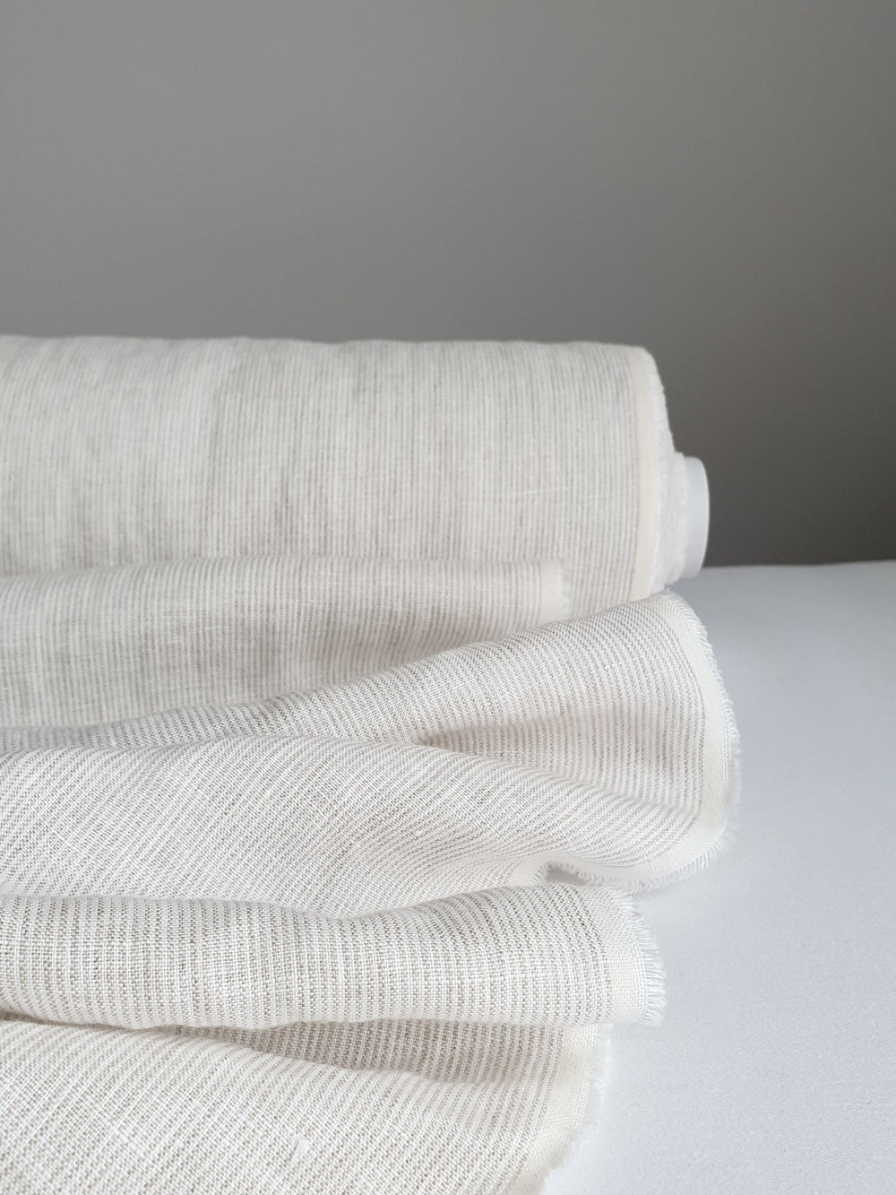 Siena Sand Stripe Linen Fabric - AVLEN