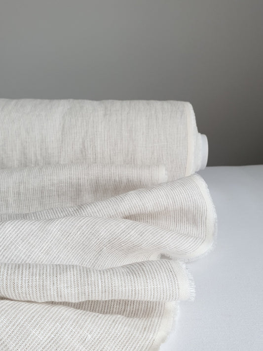 Siena Sand Stripe Linen Fabric - AVLEN