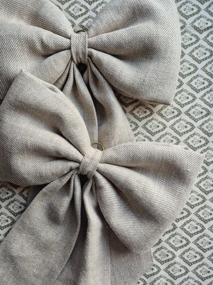 Oversized Linen Bow | Astrid Oatmeal - AVLEN
