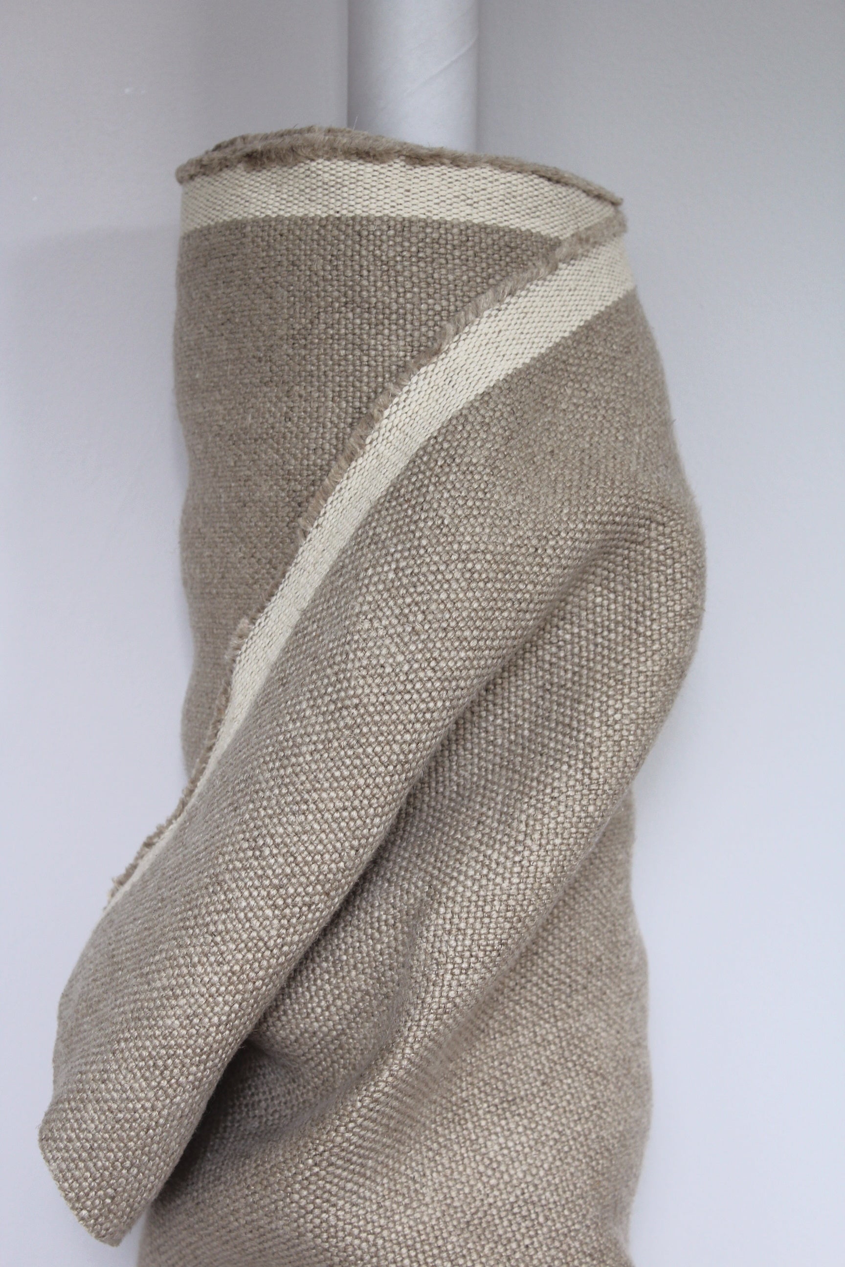 pure natural flax linen sand beige heavily woven texture heavy weight fabric
