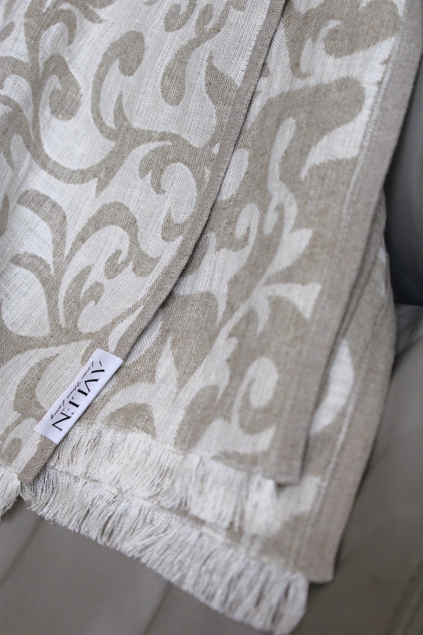 Jacquard Linen Blanket Throw | Reversible Design