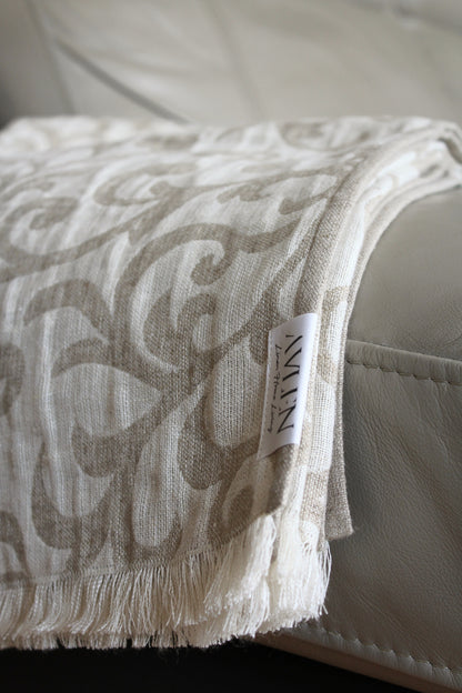 Jacquard Linen Blanket Throw | Reversible Design