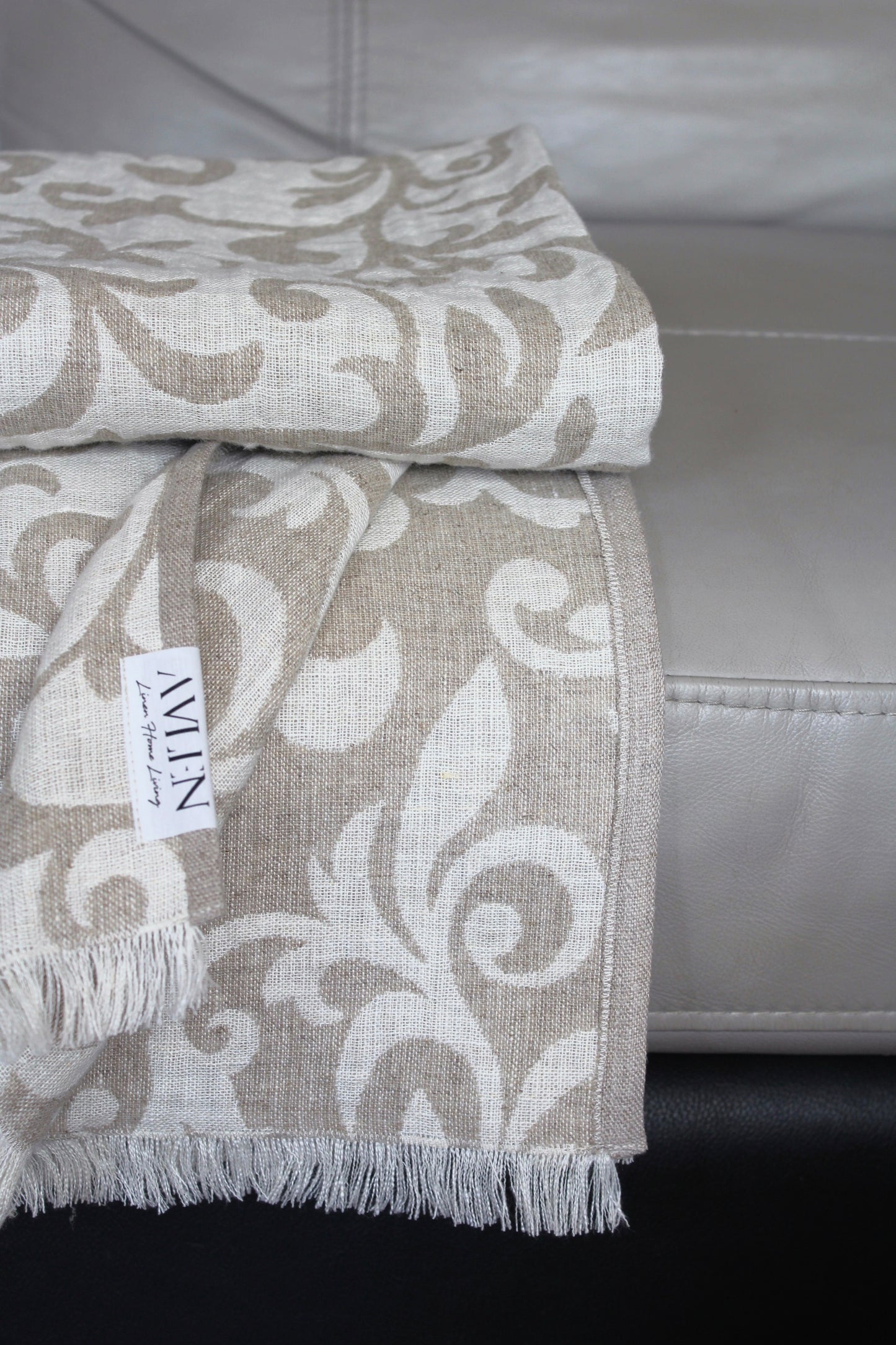 Jacquard Linen Blanket Throw | Reversible Design