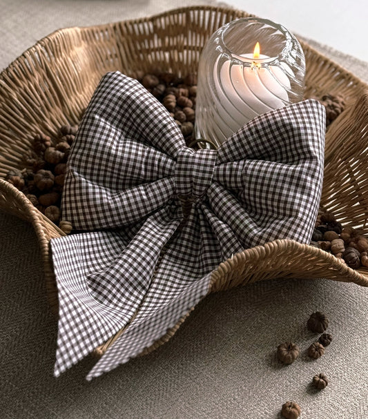 Mini Gingham Bow | Brown
