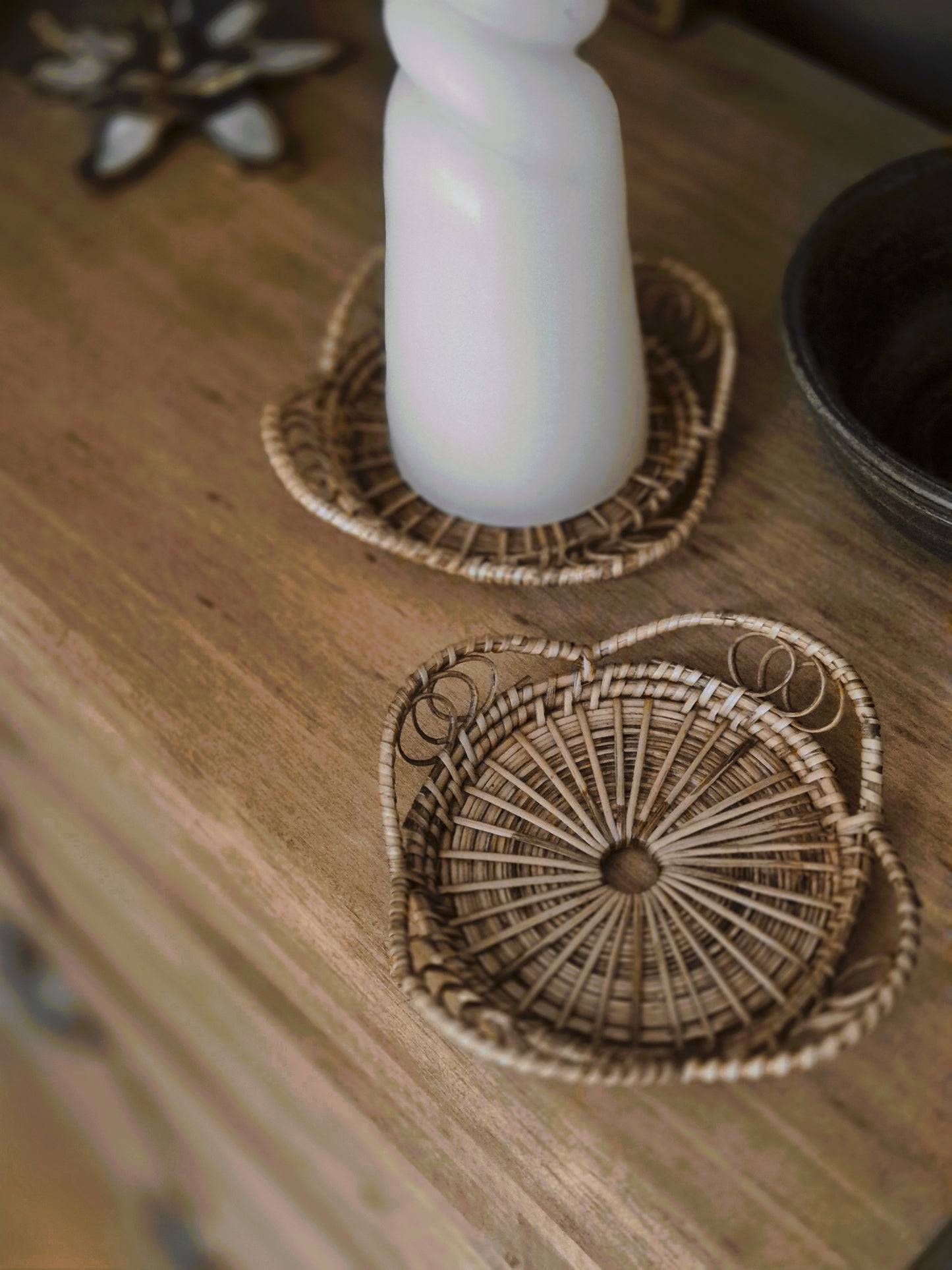 rattan candle coaster