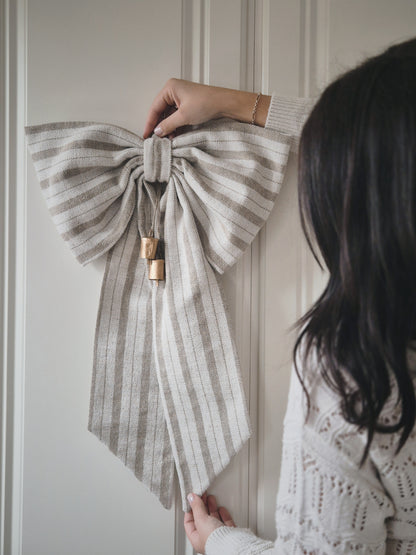 Oversized Linen Bow | Freya Oatmeal