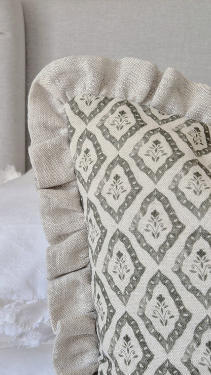 Celine Cushion Cover  | Oatmeal Frill - AVLEN