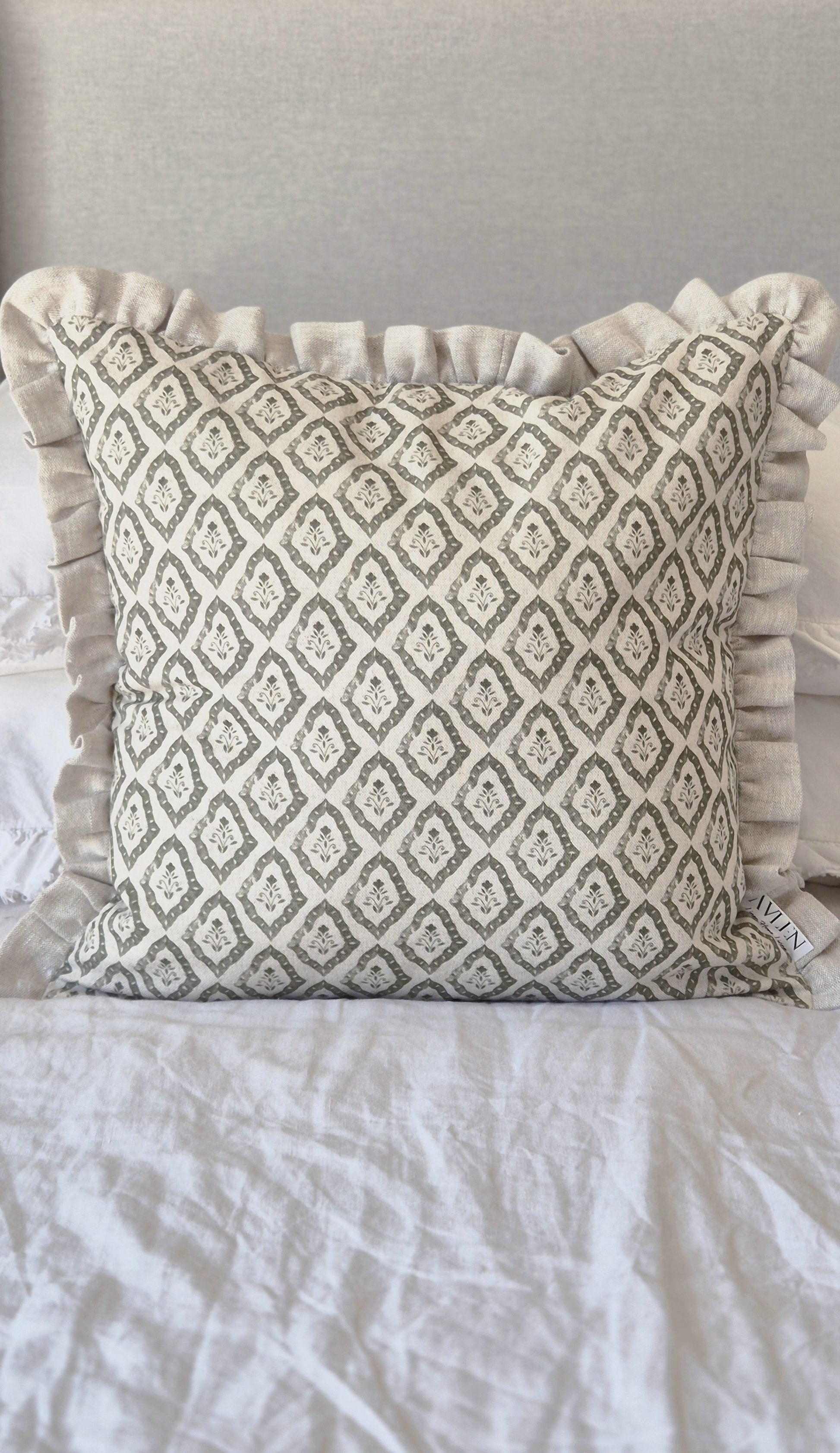 Celine Cushion Cover  | Oatmeal Frill - AVLEN