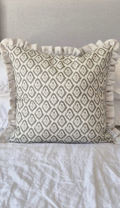 Celine Cushion Cover  | Oatmeal Frill - AVLEN