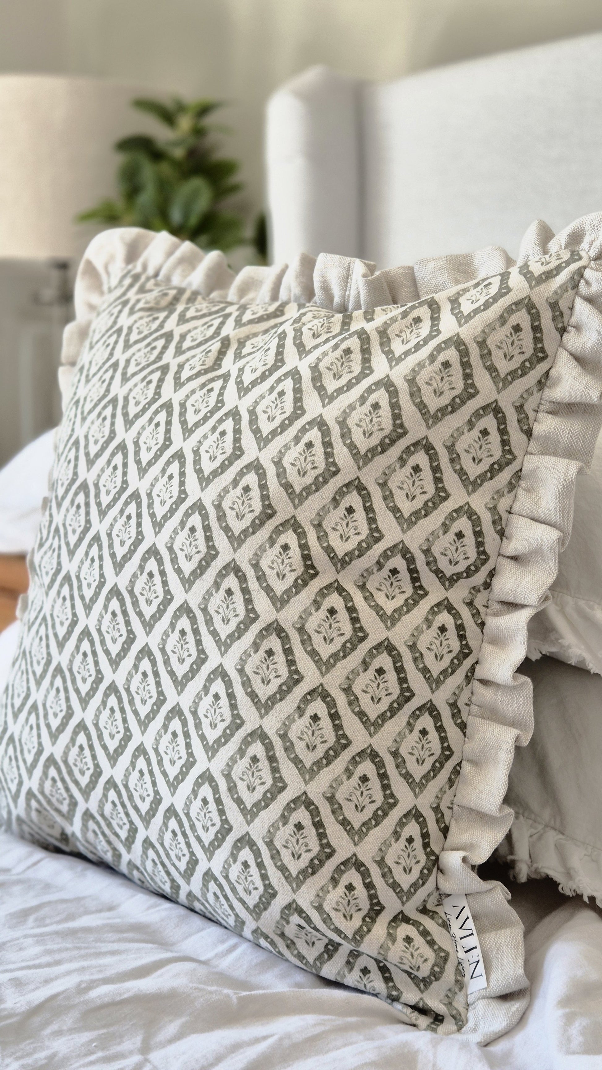 Celine Cushion Cover  | Oatmeal Frill - AVLEN