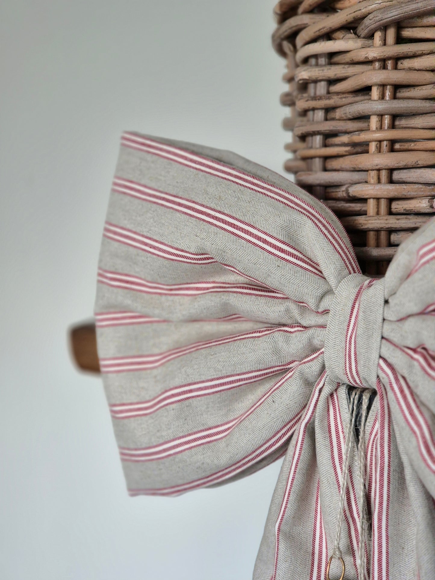 Oversized Linen Bow | Red Stripe