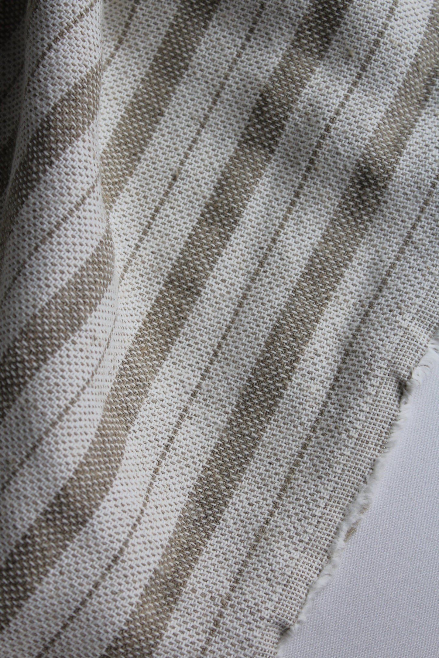 pure natural flax linen sand beige and oatmeal, natural rustic stripe texture, medium weight fabric