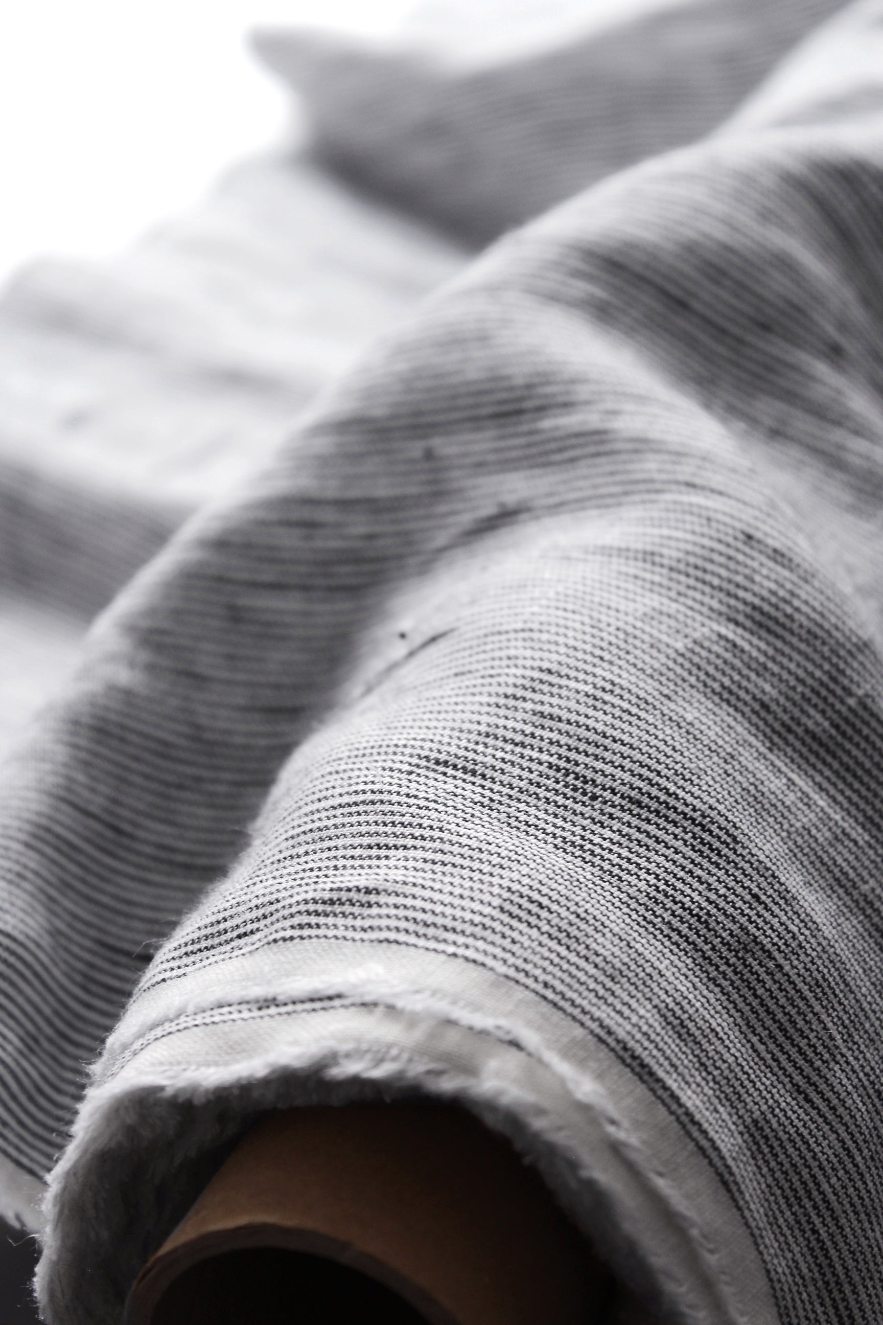 Siena Grey Stripe Linen Fabric - AVLEN