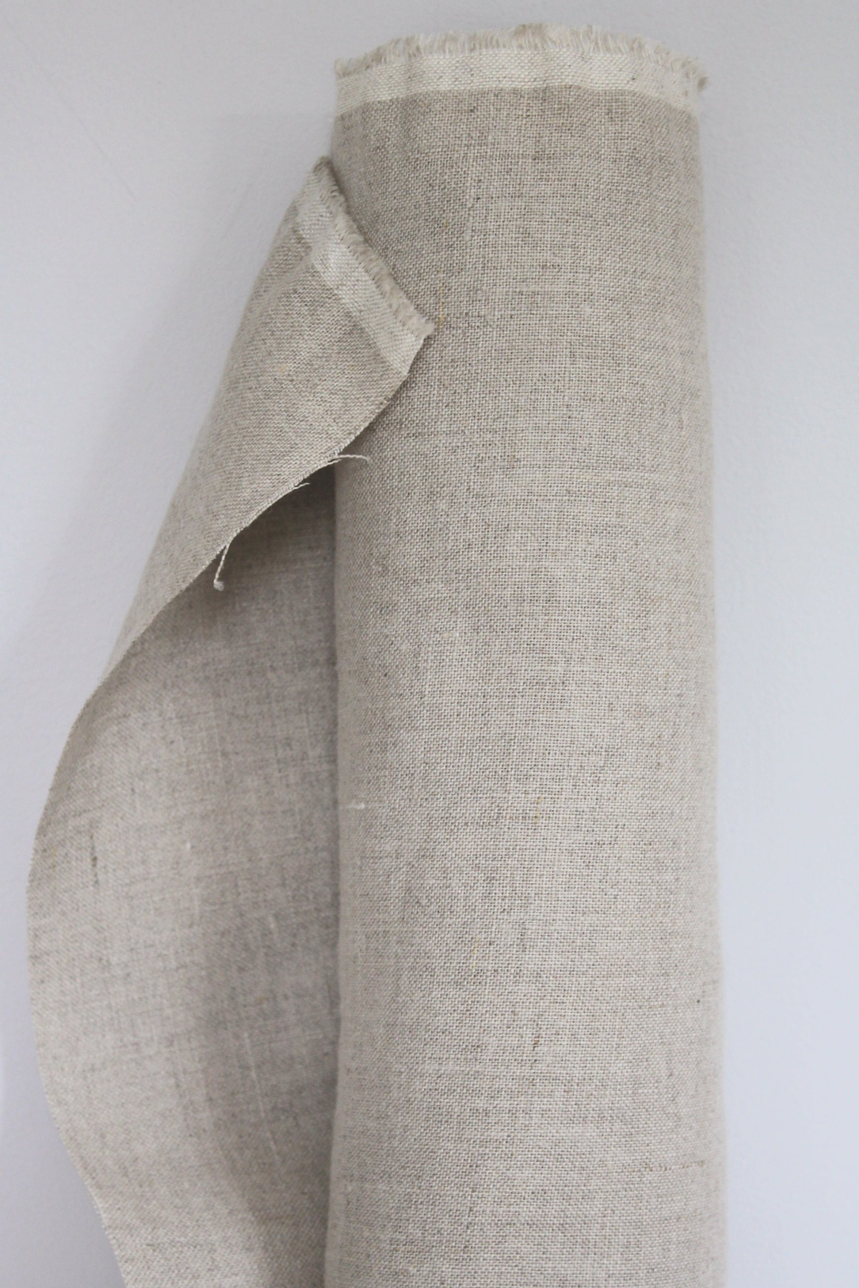 pure natural flax linen sand beige plain texture medium weight fabric