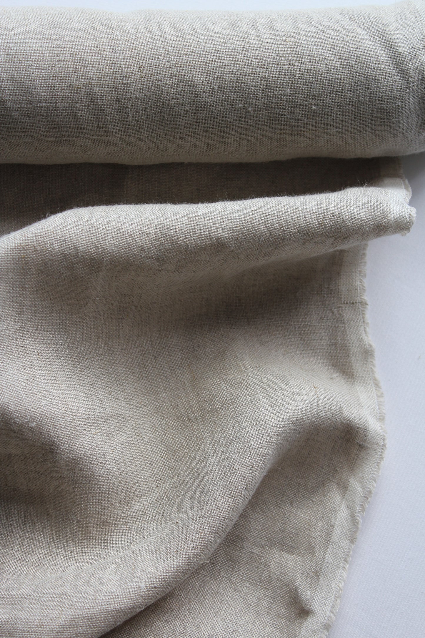 pure natural flax linen sand beige plain texture medium weight fabric